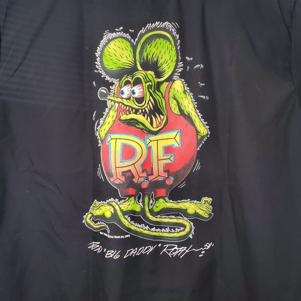 Dickies Rat Fink Mechanic Shirt Mens Black Size 2XL - Picture 4 of 13